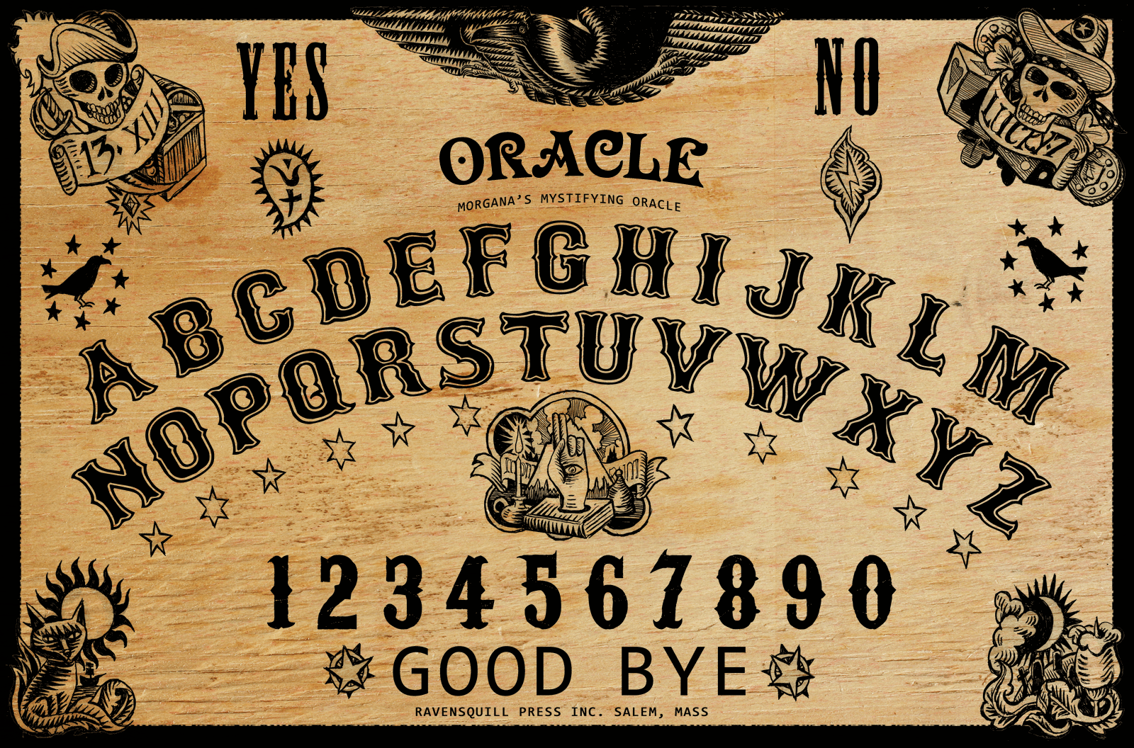 Ouija board with planchette